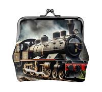 Steam Locomotive Train Print Women'S Kiss Lock Coin Pouch, Mini Wallet For Cards And Lipstick, Soft Compact Purse