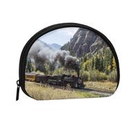 Steam Locomotive Train Printed Cute, Women's Storage Bag Shell Makeup Bag Small Coin Purse Shell Change Pouch