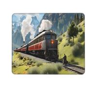 (Steam Locomotive Train) Printed Mousepad 10 x 12 inch, Waterproof Non-Slip Mouse-Pad Rubber Base for Laptop Desktop Mat for Home Office Desk Decor