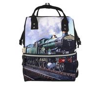 Steam Locomotive Train Prints Changing Bag Backpack Baby Diaper Bags for Mom Dad, Waterproof Nappy Rucksack Multifunctional Travel Bag
