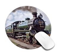 Steam Locomotive Train Round Mouse Pad 8 Inch, Comfort Gaming Mousepad, Stitched Edge Non-Slip Rubber Base, Waterproof Computer Mousemat Washable Laptop Mousepads for Home Office