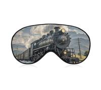 Steam Locomotive Train Sleep Mask for Women Men, Soft Eye Mask with Adjustable Strap for Sleeping, Light Blocking Travel Blindfold for Nap Comfortable Eye Cover for Home Office