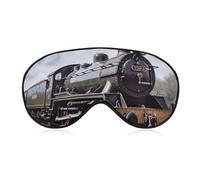 Steam Locomotive Train Sleep Mask Light Block-Out Eye Mask for Side Sleeper Pressure-Free Soft Night Blindfold with Adjustable Strap Breathable Sleep Eye Cover for Travel