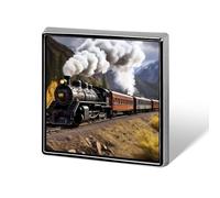 Steam Locomotive Train Square Lapel Pins Backpack Pin Cute Brooch Decoration Brooches for Women Men Fashion Button Badges for Hat Backpacks Purses Jackets Shirt Suit