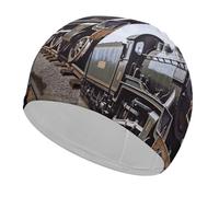 Steam Locomotive Train Swim Cap Comfortable Shower Caps for Drag Reduction and Hair Protection Durable Soft Elastic Bathing Cap Keep Hairstyle Unchanged for Women and Men