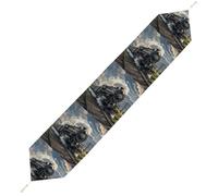 Steam Locomotive Train Table Runner for Dining Table, Short Plush Runners Washable & Durable Tablerunner Modern Home Decor for Wedding, Kitchen, Holiday 178*33cm