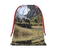 Steam Locomotive Train Ultra Soft Velvet Gift Bag, Comfortable To The Touch, Reusable