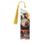 Steam Locomotive Transport Bookmark Train Wooden Bookmark with Tassel Book Mark for Women Men Reading Page Markers Gifts for Book Lovers