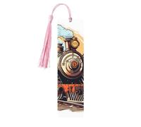 Steam Locomotive Transport Bookmark Train Wooden Bookmark with Tassel Book Mark for Women Men Reading Page Markers Gifts for Book Lovers