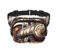Steam Locomotive Transport Double Layer Waist Bag Pack Train Bum Bag Fanny Pack for Men Women, Adjustable Belt Bag for Travel Hiking Running Cycling Festival