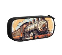 Steam Locomotive Transport Pencil Case for Boys Girls Train Large Pen Bag Desk Stationery Organizer Pencil Pouch for School Office Zippered Makeup Bag