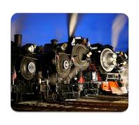 Steam Locomotives At Dusk A Nighttime View Of Historic Trains Mouse Pad Stitched Edge Mousepads Rubber Base Mouse Pads For Office Work Laptop 25X30Cm