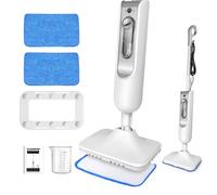 Steam Mop, Floor Steam Mop with 2 Reusable Washable Dirt Grip Pads, 400ML/13.53oz Tank, Lightweight Floor Steamer for Tile, Hardwood, Stone, Laminate, Vinyl & More