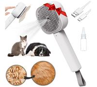 Steam Pet Brush by FurBuddies | 2025 Upgraded 4 in 1 Pet Grooming Supplies | Premium Quality Cat and Dog Steam Brush | Spritz Defur Comb for Dogs | Cat Grooming Supplies | Spritz Defur Comb (Gray)