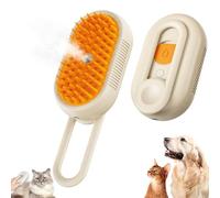 Steam Pet Brush Pro,3-in-1 Pet Steam Brush for Massage, Shedding and Cleaning, Rechargeable Pet Steam Brush for Cats and Dogs (Brown)