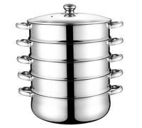 Steam Pots for Cooking, 12 Inch 5 Tier Stainless Steel Steaming Pot with Handle, Cooking Steamers with Visual Glass Lid for Dumpling Stock, Sauce, FoodSteam Pots for