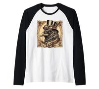 STEAM PUNK CROW steampunk society Raglan Baseball Tee