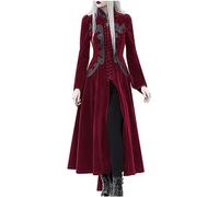 Steam Punk Dresses for Women UK Clearance, Ladies Gothic Lace Dress Renaissance Vintage Dresses Long Sleeve Dresses Victorian Embroidered Dress Skirts Medieval Costume Zipper Long Dresses