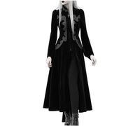 Steam Punk Dresses for Women UK Clearance, Ladies Gothic Lace Dress Renaissance Vintage Dresses Long Sleeve Dresses Victorian Embroidered Dress Skirts Medieval Costume Zipper Long Dresses