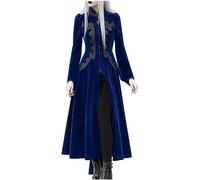 Steam Punk Dresses for Women UK Ladies Gothic Lace Dress Renaissance Vintage Dresses Long Sleeve Dresses Victorian Embroidered Dress Skirts Medieval Costume Zipper Long Dresses Clearance Blue