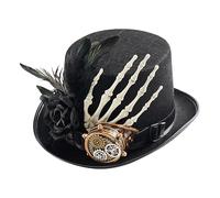 Steam Punk Hat Men - Novelty Skeleton Hand Steampunk Top Hat, Vintage Cosplay Cap | Halloween Party Costume Accessories, Photo Prop Decoration, Retro Gothic Headwear, Steam Punk Hat Men