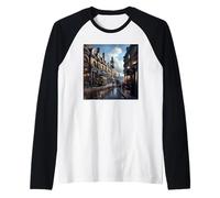 Steam Punk London Streets City Steampunk City Aesthetic Art Raglan Baseball Tee