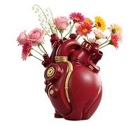 Steam Punk Mechanical Heart Vase,Creative Anatomical Heart Unique Flower Vase,Gothic Weird Fun Resin Decoration Vases Centerpiece,for Living Room Bedroom Office Home Table
