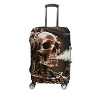 Steam - Punk Metal Skull Suitcase Covers for Luggage - Elastic Luggage Cover Protector, Double-sided Washable Suitcases Sleeve for 19-32 Inch Luggage, white, Small, Steam - Punk Metal Skull
