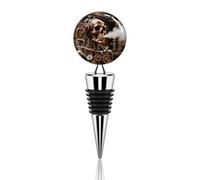 Steam - Punk Metal Skull Wine Stoppers Reusable Wine Bottle Stopper Decorative Champagne Stoppers Silicone Beverage Bottle Sealer Keep Fresh, Leakproof Wines Saver for Bar Party Decor