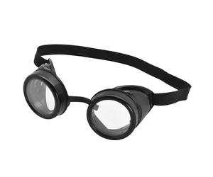 Steam Punk Pilot Goggles Black Frame With Glasses Fancy Dress