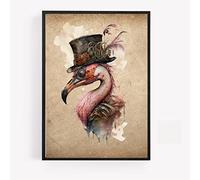 Steam punk steampunk flamingo Print Picture Poster hipster dapper vinatge style A4 UNFRAMED wall art Home decor Decorating gift