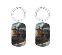 Steam Punk Train Custom Keychains for Men Women Funny Key Chain Accessory Backpack Purse Bag Charms Gifts