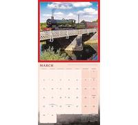 Steam Railway 2026 Wall Calendar, 12-Month Locomotive Photography, Plastic-Free Packaging, Monthly Grid Layout