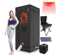 Steam Room with Infrared LED Light Indoor Saunas for The Home with 1000W 3L Steamer 9-Level Temperature Control & Remote with Foldable Chair, for Indoor/Outdoor Use,InfraredLEDLight