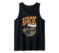 Steam Runs in My Veins Steam Locomotive Railfan Tank Top