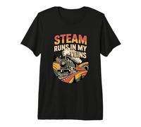 Steam Runs in My Veins Vintage Train Lover Premium T-Shirt
