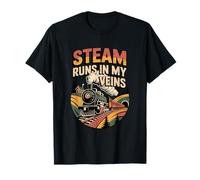 Steam Runs in My Veins Vintage Train Lover T-Shirt