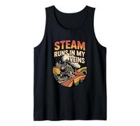 Steam Runs in My Veins Vintage Train Lover Tank Top