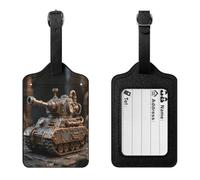 Steam Tank Model Luggage Tags with Id Card & Adjustable Strap