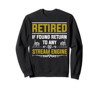 Steam Traction Engine Retirement Idea For Men & Steam Engine Sweatshirt, Adult Unisex, Black, X-Large