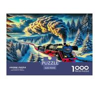 Steam Train 100% Recycled Cardboard Steam Train on Snowy Mountain Forest Tracks 1000Pc Jigsaw Puzzle For Adults & Kids Fun Present 70x50cm/1000pcs