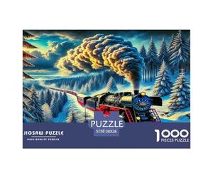 Steam Train 100% Recycled Cardboard Steam Train on Snowy Mountain Forest Tracks 1000Pc Puzzle Adults And Children Challenging & Brainteasing 38x26cm/1000pcs