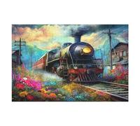 Steam Train 1000 Piece Jigsaw Puzzle for Adults Magical Jigsaw Weekend Parent Activity After Work Stress Relief Vibrant Artwork Home Wall 1000 PCS