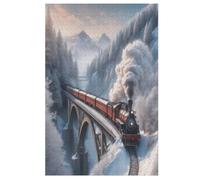 Steam Train 1000 Piece Wooden Jigsaw Puzzle- Brain Teaser Game for Adults & Children Educational Activities Jigsaws Puzzles 78×53cm