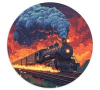 Steam Train 1000 Pieces Animation Round Jigsaw Puzzles 100% Recycled Cardboard Beautiful Decoration for Adults And Kids 1000pcs (67.5x67.5cm)