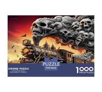 Steam Train 1000 Pieces Puzzle for Adults & Kids | Detailed -Ghost Train Skull Smoke Eerie Dramatic Impossible Hard Challenging Great Gift Idea38x26cm/1000pcs