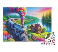Steam Train 1000 Pieces Puzzles Colorful Balloon Train Wall Decoration Educational Game for Men And Women Challenging Jigsaw Jigsaw Puzzles for Adults 70x50cm/1000pcs