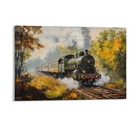 Steam Train 3D Canvas Wall Art - Railway Locomotive Prints Image Artwork Painting Picture Photo Home Decoration - Like Painted 20x30inch(50x75cm)