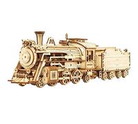 Steam Train 3D Jigsaw Wooden Model Kit, Truck Locomotive 3D Wooden Jigsaw Puzzle, Self-assembling Mechanical Construction Craft Kit (Train)