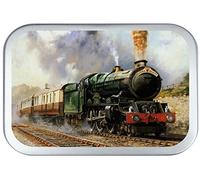 STEAM TRAIN 50ml, 1oz SILVER HINGED TOBACCO TIN,PILL BOX,STORAGE TIN